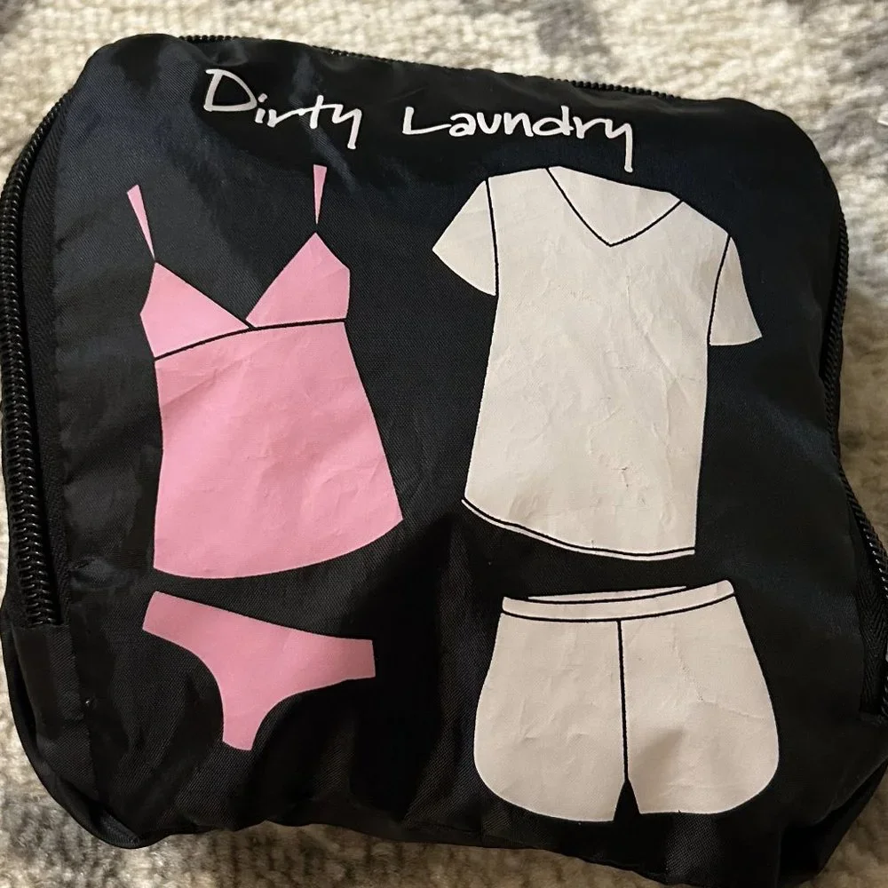 Black Travel Nylon Dirty Laundry Bag